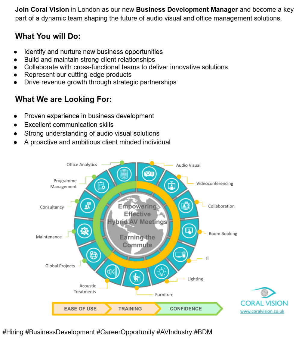 new job opportunity within the audio visual industry